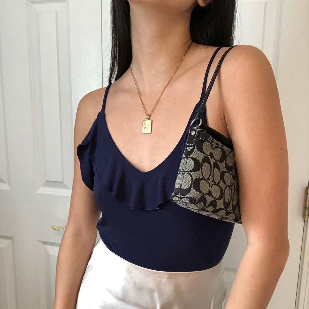 BANANA REPUBLIC BLUE RUFFLE TOP
